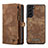 Leather Case Stands Flip Cover Holder C04S for Samsung Galaxy S21 Plus 5G Brown