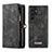 Leather Case Stands Flip Cover Holder C04S for Samsung Galaxy S25 Ultra 5G Black