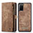 Leather Case Stands Flip Cover Holder C05S for Samsung Galaxy S20 Brown