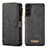 Leather Case Stands Flip Cover Holder C05S for Samsung Galaxy S21 5G Black