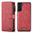 Leather Case Stands Flip Cover Holder C05S for Samsung Galaxy S21 5G Red