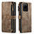 Leather Case Stands Flip Cover Holder C07S for Samsung Galaxy S20 Ultra 5G Brown