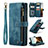 Leather Case Stands Flip Cover Holder C07S for Samsung Galaxy S22 Ultra 5G Blue