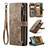 Leather Case Stands Flip Cover Holder C07S for Samsung Galaxy S22 Ultra 5G Brown