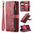 Leather Case Stands Flip Cover Holder C07S for Samsung Galaxy S22 Ultra 5G Red