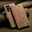 Leather Case Stands Flip Cover Holder C10S for Samsung Galaxy S23 Ultra 5G Light Brown