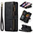 Leather Case Stands Flip Cover Holder CS1 for Samsung Galaxy Z Fold3 5G Black