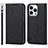 Leather Case Stands Flip Cover Holder D01T for Apple iPhone 13 Pro Black