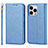 Leather Case Stands Flip Cover Holder D01T for Apple iPhone 13 Pro Blue