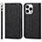 Leather Case Stands Flip Cover Holder D01T for Apple iPhone 14 Pro Max Black