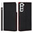 Leather Case Stands Flip Cover Holder D01T for Samsung Galaxy S21 5G Black