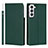 Leather Case Stands Flip Cover Holder D01T for Samsung Galaxy S21 5G Green