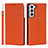 Leather Case Stands Flip Cover Holder D01T for Samsung Galaxy S21 5G Orange