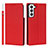 Leather Case Stands Flip Cover Holder D01T for Samsung Galaxy S21 FE 5G Red