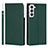 Leather Case Stands Flip Cover Holder D01T for Samsung Galaxy S21 Plus 5G Green