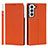 Leather Case Stands Flip Cover Holder D01T for Samsung Galaxy S21 Plus 5G Orange