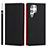 Leather Case Stands Flip Cover Holder D01T for Samsung Galaxy S22 Ultra 5G Black