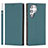 Leather Case Stands Flip Cover Holder D01T for Samsung Galaxy S22 Ultra 5G Mint Blue