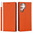Leather Case Stands Flip Cover Holder D01T for Samsung Galaxy S22 Ultra 5G Orange