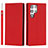 Leather Case Stands Flip Cover Holder D01T for Samsung Galaxy S22 Ultra 5G Red