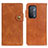 Leather Case Stands Flip Cover Holder D01Y for OnePlus Nord N200 5G Brown