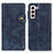 Leather Case Stands Flip Cover Holder D01Y for Samsung Galaxy S21 5G Blue