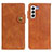 Leather Case Stands Flip Cover Holder D01Y for Samsung Galaxy S21 Plus 5G Brown