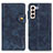 Leather Case Stands Flip Cover Holder D01Y for Samsung Galaxy S22 5G Blue