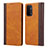 Leather Case Stands Flip Cover Holder D02T for OnePlus Nord N200 5G Brown