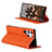 Leather Case Stands Flip Cover Holder D02T for Samsung Galaxy S21 Ultra 5G Orange