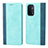 Leather Case Stands Flip Cover Holder D03T for OnePlus Nord N200 5G Cyan