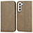 Leather Case Stands Flip Cover Holder D03T for Samsung Galaxy S21 5G Khaki