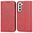 Leather Case Stands Flip Cover Holder D03T for Samsung Galaxy S21 5G Red