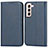 Leather Case Stands Flip Cover Holder D03T for Samsung Galaxy S21 Plus 5G Blue