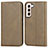 Leather Case Stands Flip Cover Holder D03T for Samsung Galaxy S21 Plus 5G Khaki