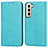 Leather Case Stands Flip Cover Holder D03T for Samsung Galaxy S21 Plus 5G Sky Blue