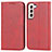 Leather Case Stands Flip Cover Holder D03T for Samsung Galaxy S22 Plus 5G Red