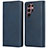 Leather Case Stands Flip Cover Holder D03T for Samsung Galaxy S22 Ultra 5G Blue
