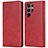 Leather Case Stands Flip Cover Holder D03T for Samsung Galaxy S22 Ultra 5G Red