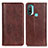 Leather Case Stands Flip Cover Holder D03Y for Motorola Moto E20 Brown