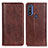 Leather Case Stands Flip Cover Holder D03Y for Motorola Moto G Pure Brown