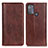 Leather Case Stands Flip Cover Holder D03Y for Motorola Moto G50 Brown