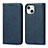 Leather Case Stands Flip Cover Holder D04T for Apple iPhone 13 Blue