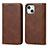 Leather Case Stands Flip Cover Holder D04T for Apple iPhone 13 Brown