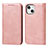 Leather Case Stands Flip Cover Holder D04T for Apple iPhone 13 Pink