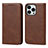 Leather Case Stands Flip Cover Holder D04T for Apple iPhone 13 Pro Max Brown