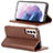 Leather Case Stands Flip Cover Holder D04T for Samsung Galaxy S21 5G Brown