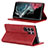 Leather Case Stands Flip Cover Holder D04T for Samsung Galaxy S21 Ultra 5G Red