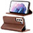 Leather Case Stands Flip Cover Holder D04T for Samsung Galaxy S22 5G Brown