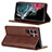 Leather Case Stands Flip Cover Holder D04T for Samsung Galaxy S22 Ultra 5G Brown